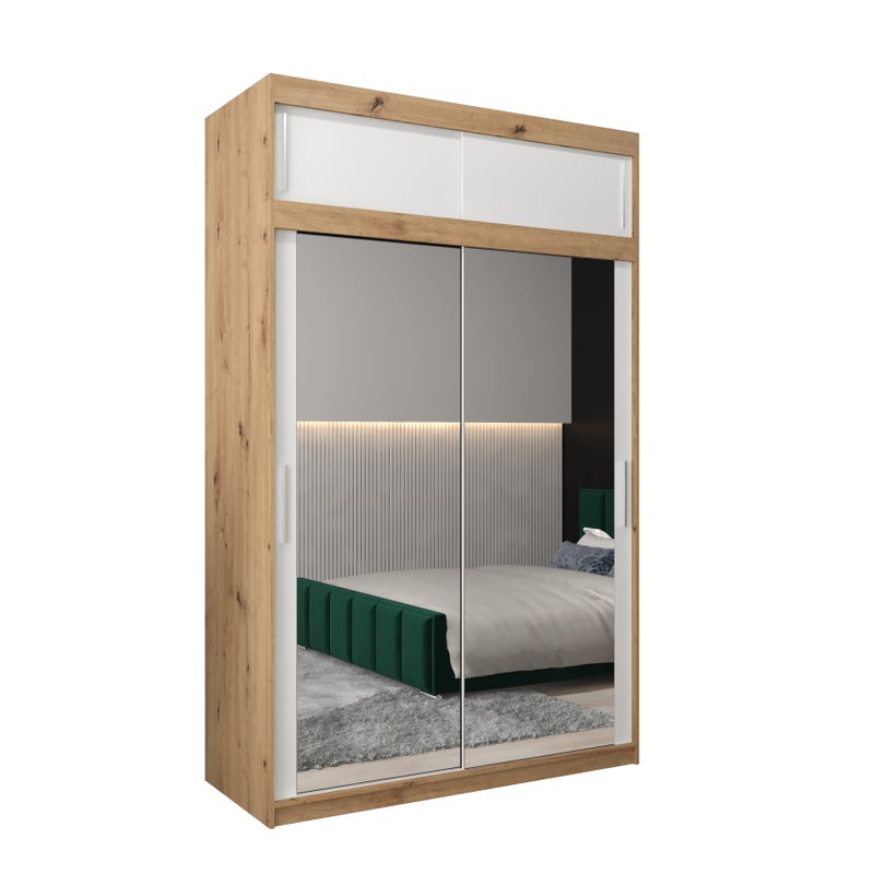 Szafa przesuwna z nadstawką garderoba TOKYO 3 150 x 62 x 240 cm Artisan + Biały - Abiks Meble