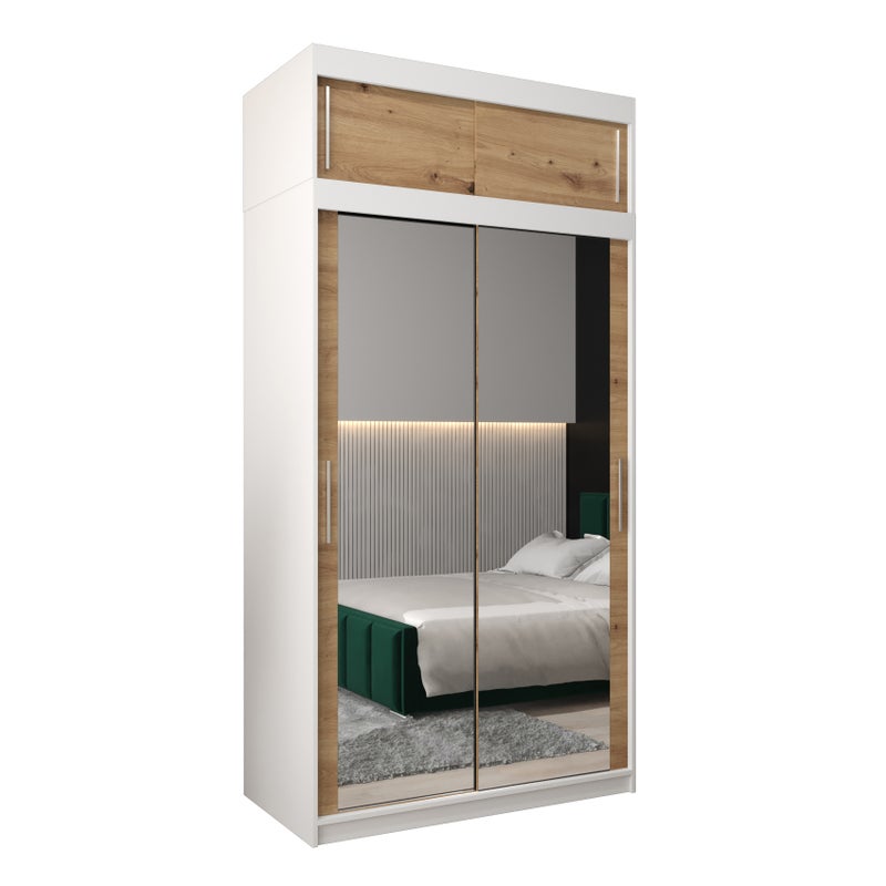 Szafa przesuwna z nadstawką garderoba TOKYO 3 120 x 62 x 240 cm Biały + Artisan - Abiks Meble
