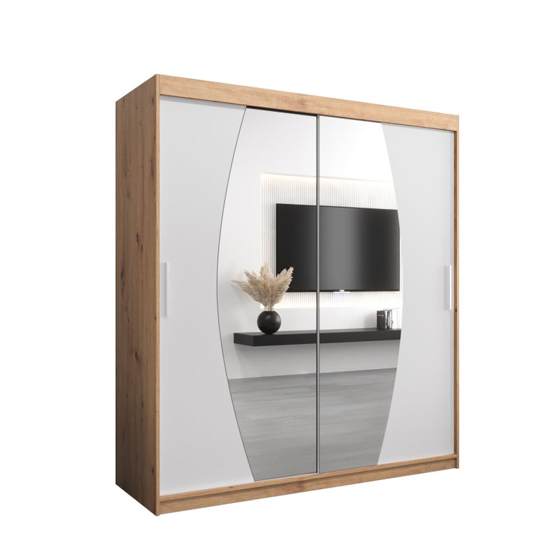 Szafa przesuwna garderoba ELYPSE 180 x 62 x 200 cm Artisan + Biały - Abiks Meble
