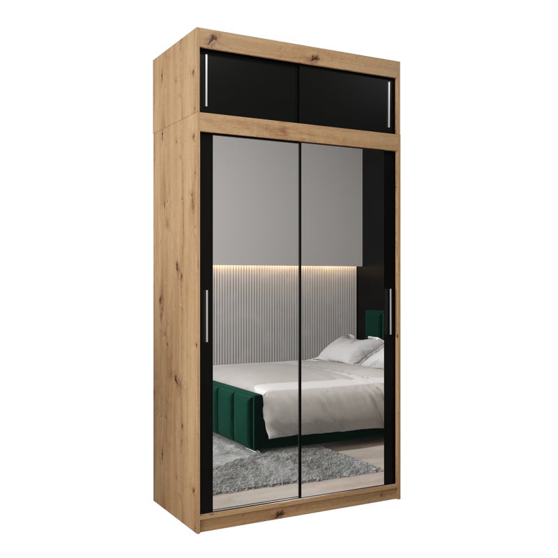 Szafa przesuwna z nadstawką garderoba TOKYO 3 120 x 62 x 240 cm Artisan + Czarny - Abiks Meble