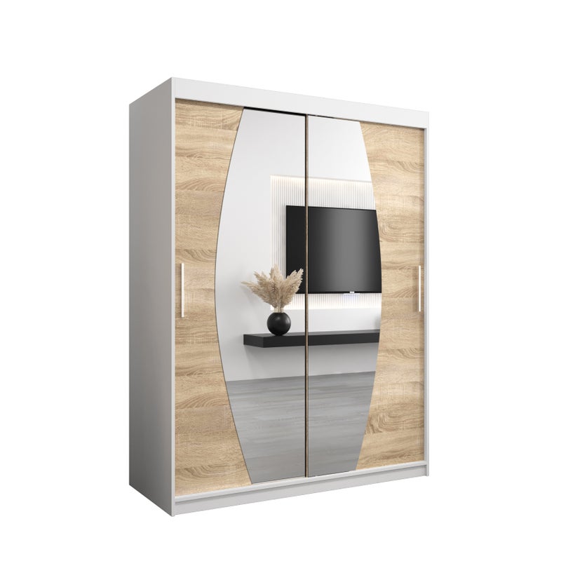 Szafa przesuwna garderoba ELYPSE 150 x 62 x 200 cm Biały + Sonoma - Abiks Meble