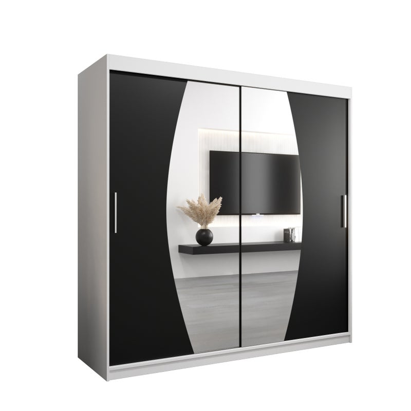 Szafa przesuwna garderoba ELYPSE 200 x 62 x 200 cm Biały + Czarny - Abiks Meble
