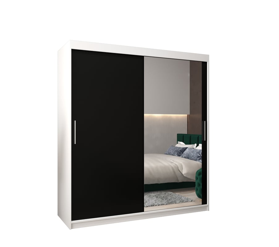 Szafa przesuwna garderoba TOKYO 2 180 x 62 x 200 cm Biały + Czarny - Abiks Meble