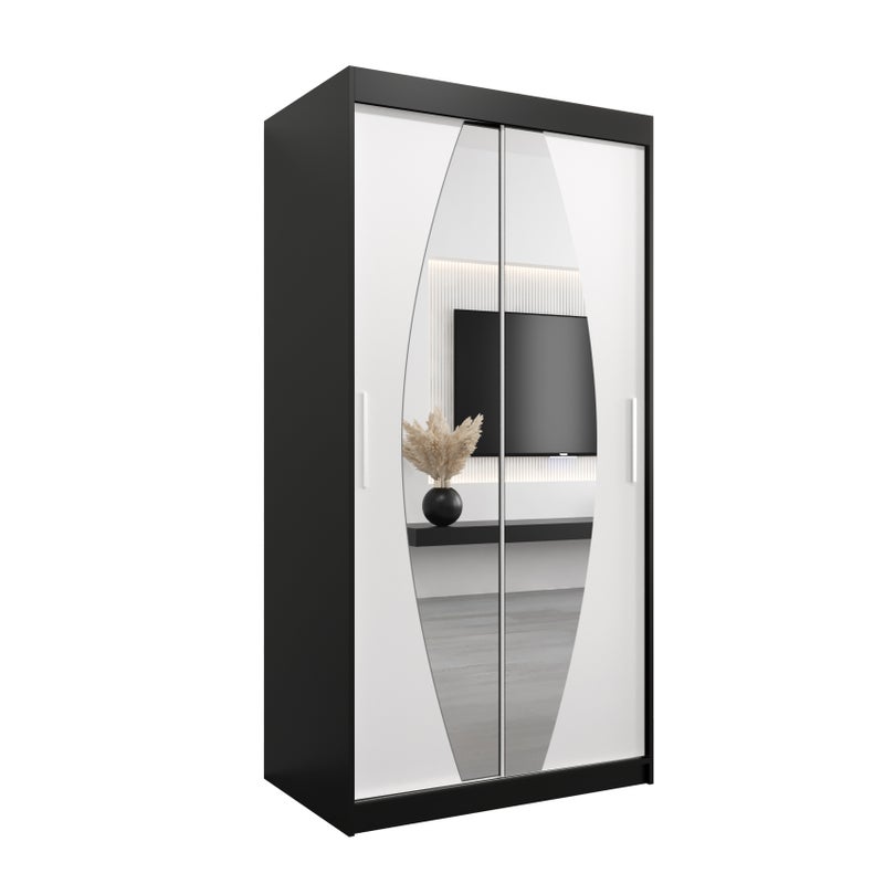Szafa przesuwna garderoba ELYPSE 100 x 62 x 200 cm Czarny + Biały - Abiks Meble
