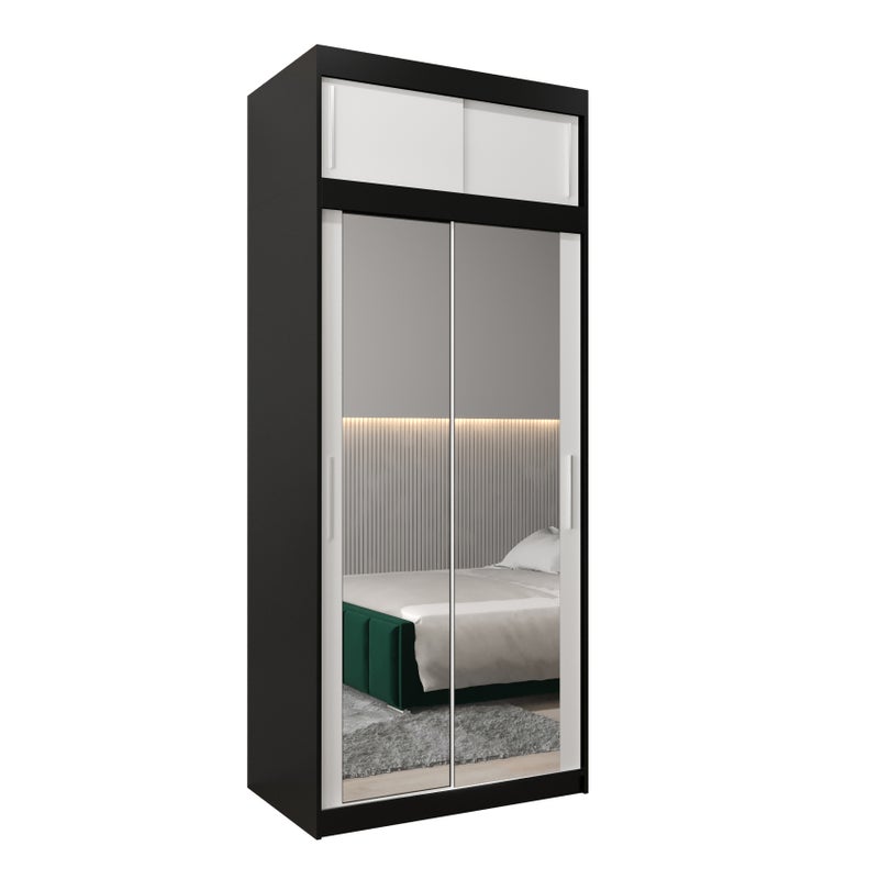 Szafa przesuwna z nadstawką garderoba TOKYO 3 100 x 62 x 240 cm Czarny + Biały - Abiks Meble