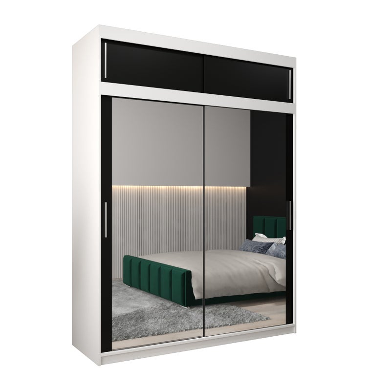 Szafa przesuwna z nadstawką garderoba TOKYO 3 180 x 62 x 240 cm Biały + Czarny - Abiks Meble