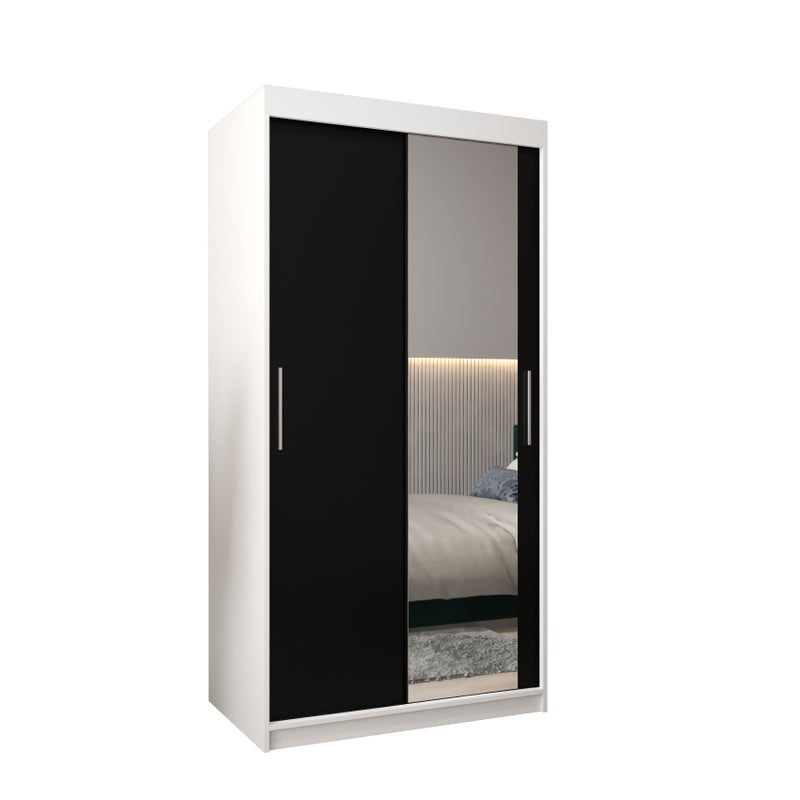 Szafa przesuwna garderoba TOKYO 2 100 x 62 x 200 cm Biały + Czarny - Abiks Meble