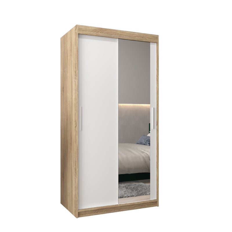 Szafa przesuwna garderoba TOKYO 2 100 x 62 x 200 cm Sonoma + Biały - Abiks Meble