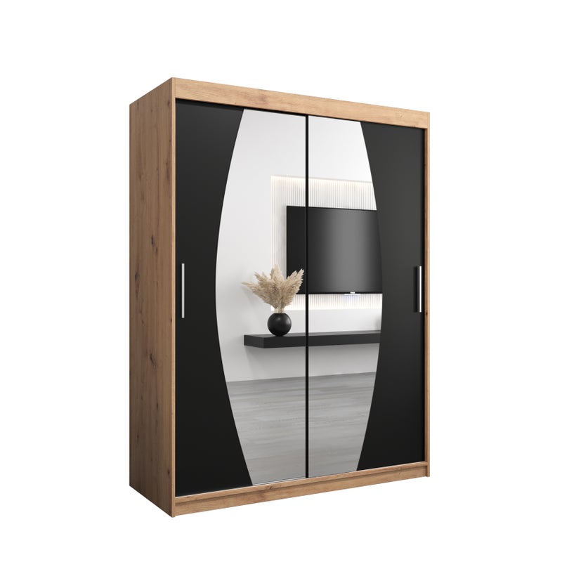 Szafa przesuwna garderoba ELYPSE 150 x 62 x 200 cm Artisan + Czarny - Abiks Meble