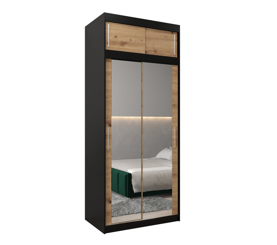 Szafa przesuwna z nadstawką garderoba TOKYO 3 100 x 62 x 240 cm Czarny + Artisan - Abiks Meble