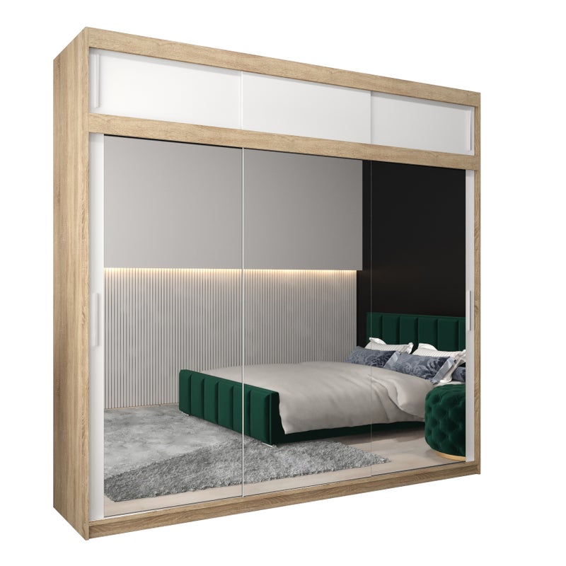 Szafa przesuwna z nadstawką garderoba TOKYO 3 250 x 62 x 240 cm Sonoma + Biały - Abiks Meble