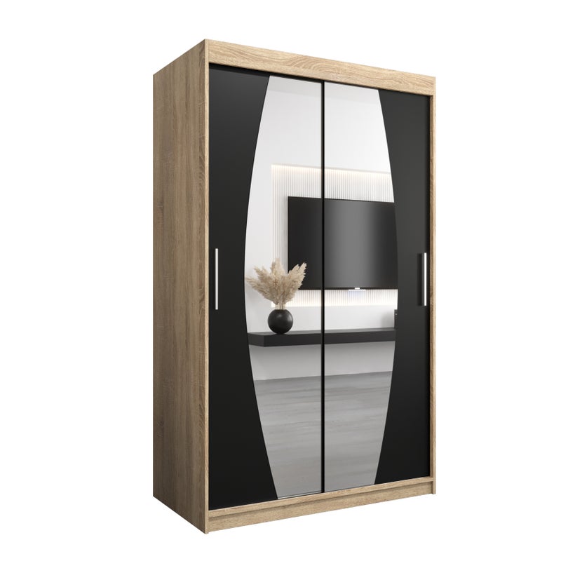 Szafa przesuwna garderoba ELYPSE 120 x 62 x 200 cm Sonoma + Czarny - Abiks Meble