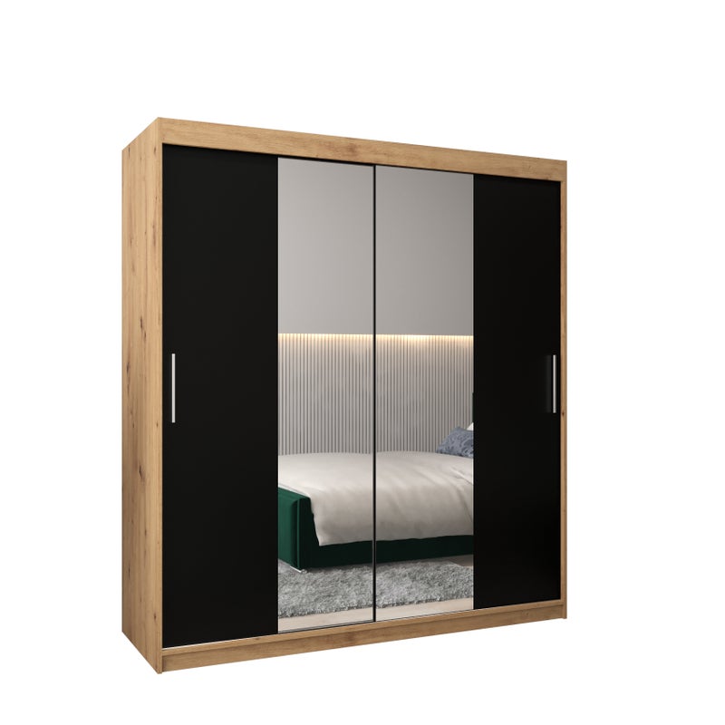 Szafa przesuwna garderoba TOKYO 1 180 x 62 x 200 cm Artisan + Czarny - Abiks Meble