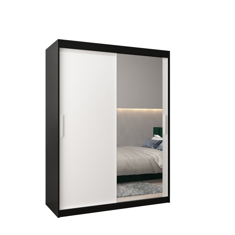 Szafa przesuwna garderoba TOKYO 2 150 x 62 x 200 cm Czarny + Biały - Abiks Meble