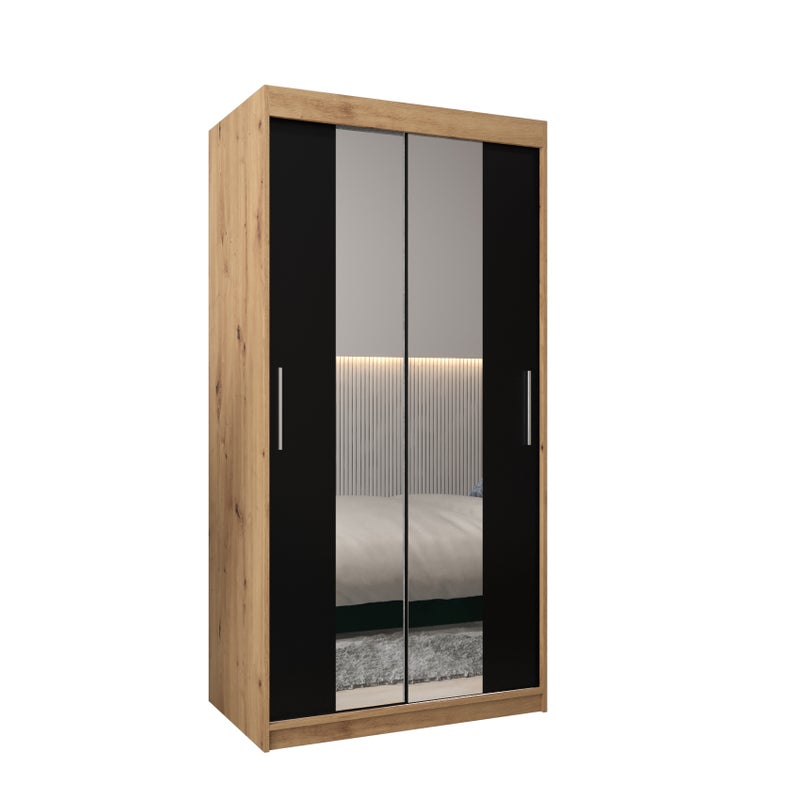 Szafa przesuwna garderoba TOKYO 1 100 x 62 x 200 cm Artisan + Czarny - Abiks Meble