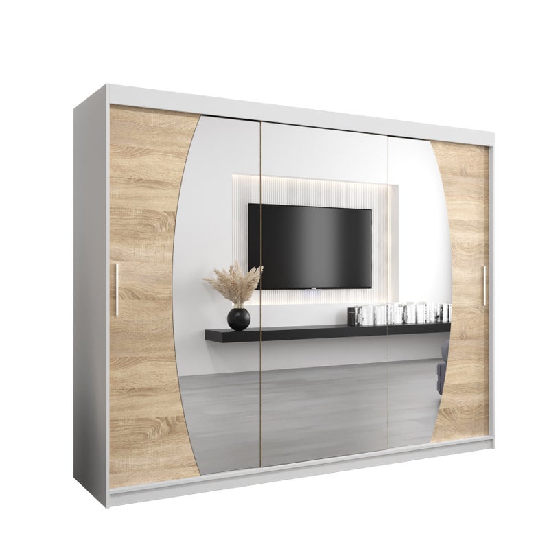 Szafa przesuwna garderoba ELYPSE 250 x 62 x 200 cm Biały + Sonoma - Abiks Meble