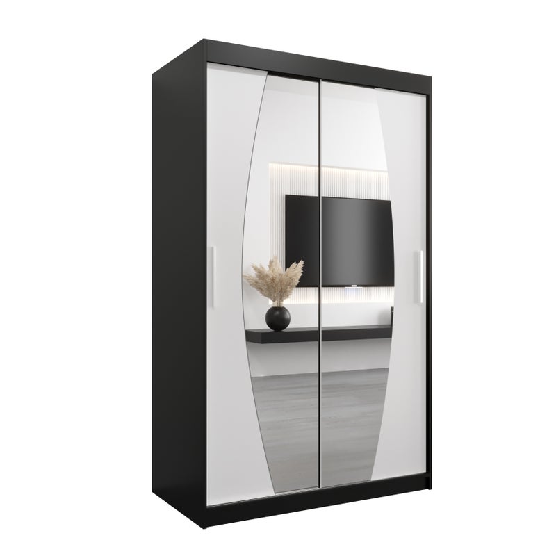 Szafa przesuwna garderoba ELYPSE 120 x 62 x 200 cm Czarny + Biały - Abiks Meble