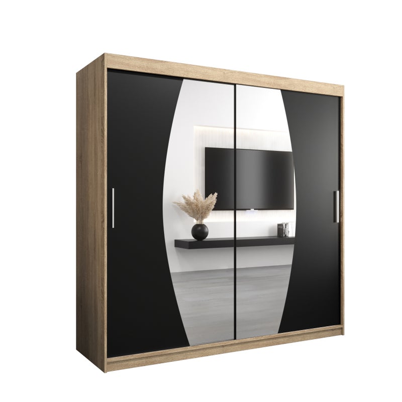 Szafa przesuwna garderoba ELYPSE 200 x 62 x 200 cm Sonoma + Czarny - Abiks Meble