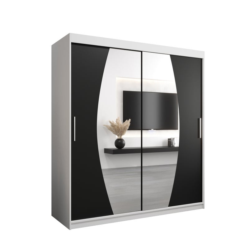 Szafa przesuwna garderoba ELYPSE 180 x 62 x 200 cm Biały + Czarny - Abiks Meble