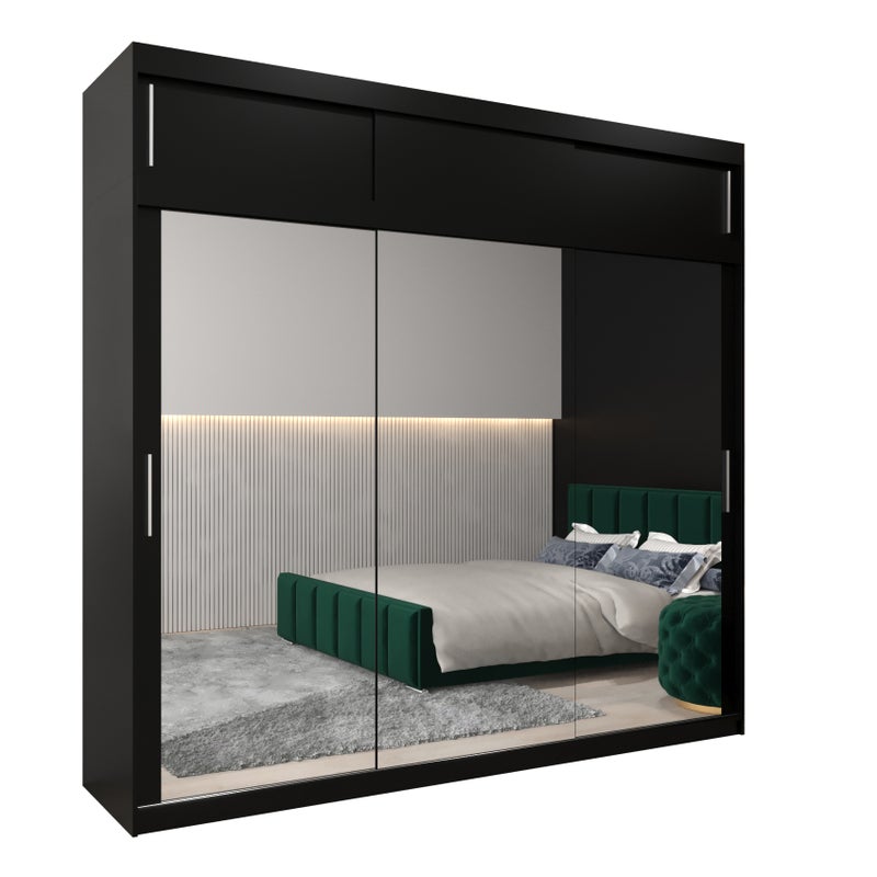 Szafa przesuwna z nadstawką garderoba TOKYO 3 250 x 62 x 240 cm Czarny + Czarny - Abiks Meble