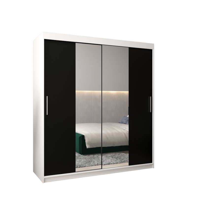 Szafa przesuwna garderoba TOKYO 1 180 x 62 x 200 cm Biały + Czarny - Abiks Meble