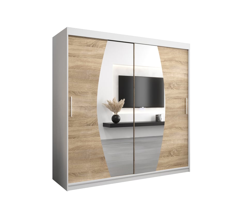 Szafa przesuwna garderoba ELYPSE 200 x 62 x 200 cm Biały + Sonoma - Abiks Meble