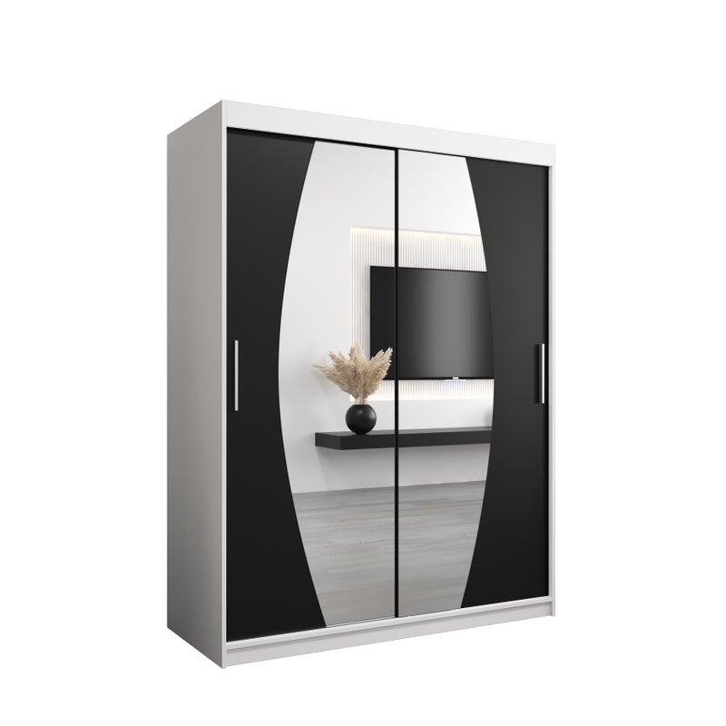 Szafa przesuwna garderoba ELYPSE 150 x 62 x 200 cm Biały + Czarny - Abiks Meble