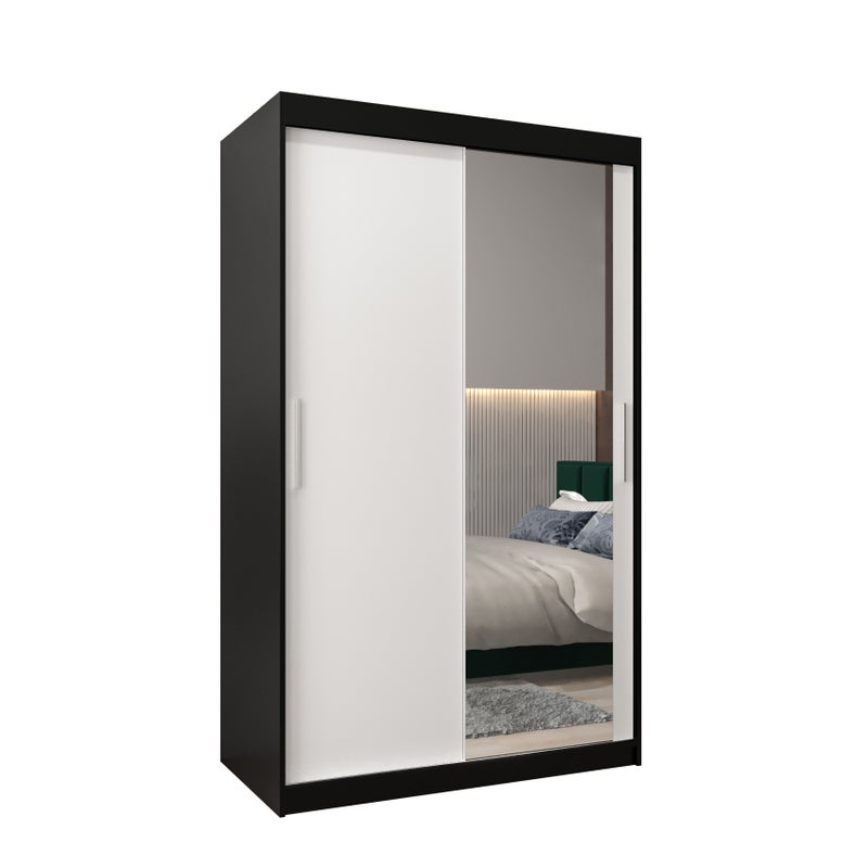 Szafa przesuwna garderoba TOKYO 2 120 x 62 x 200 cm Czarny + Biały - Abiks Meble