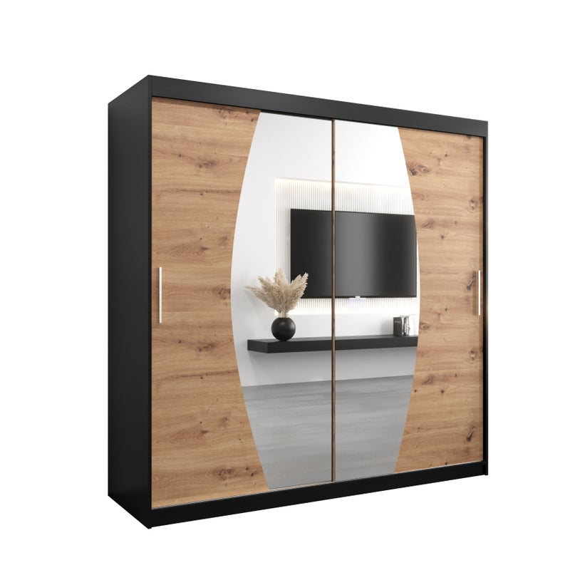 Szafa przesuwna garderoba ELYPSE 200 x 62 x 200 cm Czarny + Artisan - Abiks Meble