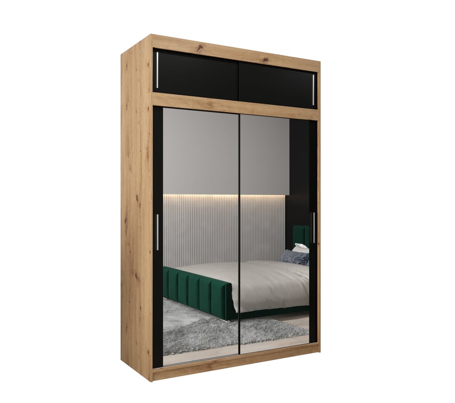Szafa przesuwna z nadstawką garderoba TOKYO 3 150 x 62 x 240 cm Artisan + Czarny - Abiks Meble