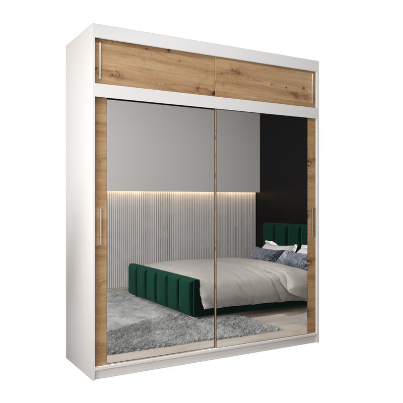 Szafa przesuwna z nadstawką garderoba TOKYO 3 200 x 62 x 240 cm Biały + Artisan - Abiks Meble