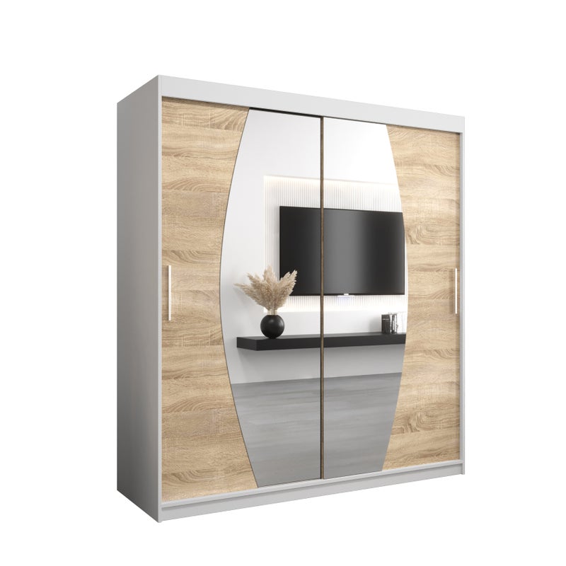 Szafa przesuwna garderoba ELYPSE 180 x 62 x 200 cm Biały + Sonoma - Abiks Meble