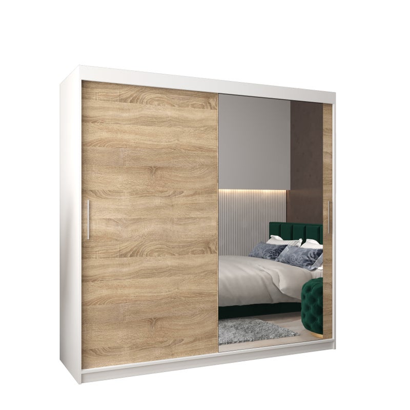 Szafa przesuwna garderoba TOKYO 2 200 x 62 x 200 cm Biały + Sonoma - Abiks Meble