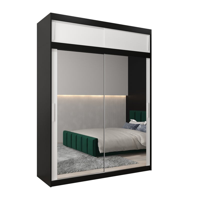 Szafa przesuwna z nadstawką garderoba TOKYO 3 180 x 62 x 240 cm Czarny + Biały - Abiks Meble