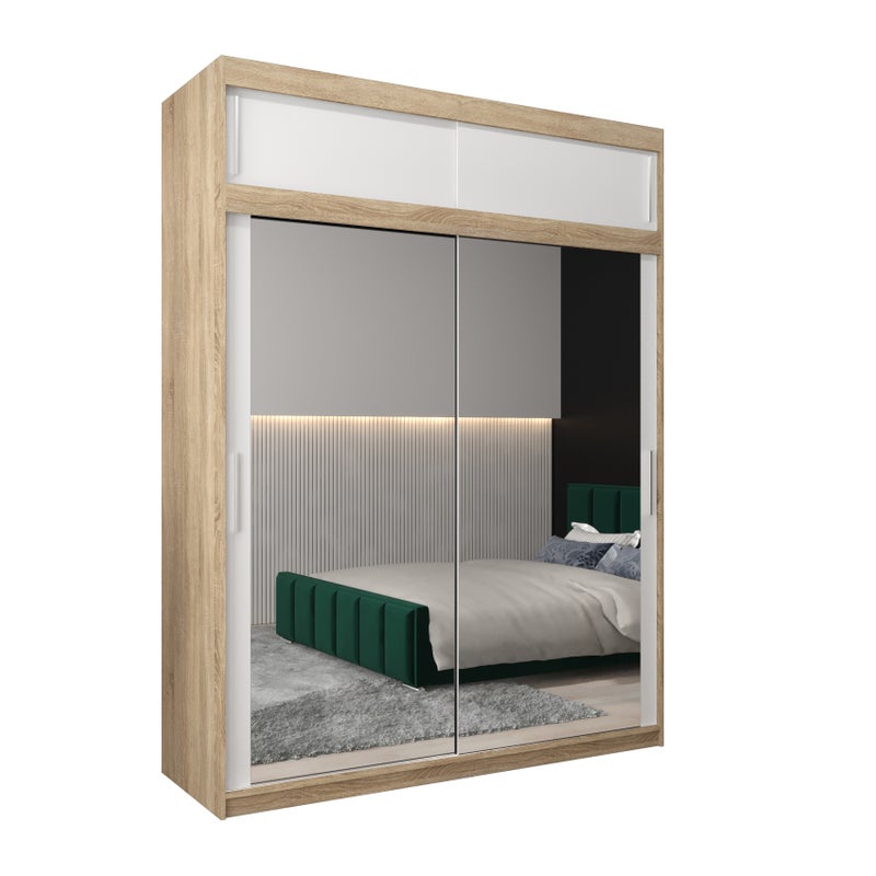 Szafa przesuwna z nadstawką garderoba TOKYO 3 180 x 62 x 240 cm Sonoma + Biały - Abiks Meble