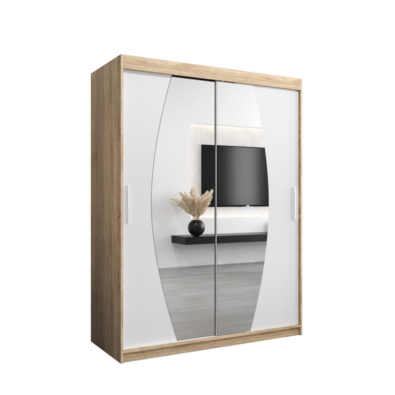 Szafa przesuwna garderoba ELYPSE 150 x 62 x 200 cm Sonoma + Biały - Abiks Meble