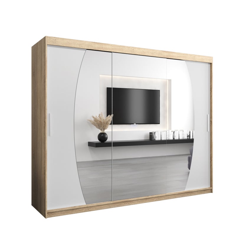 Szafa przesuwna garderoba ELYPSE 250 x 62 x 200 cm Sonoma + Biały - Abiks Meble