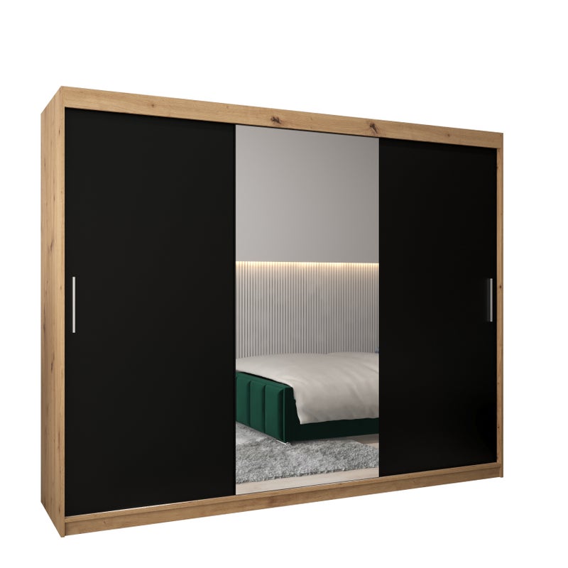Szafa przesuwna garderoba TOKYO 1 250 x 62 x 200 cm Artisan + Czarny - Abiks Meble