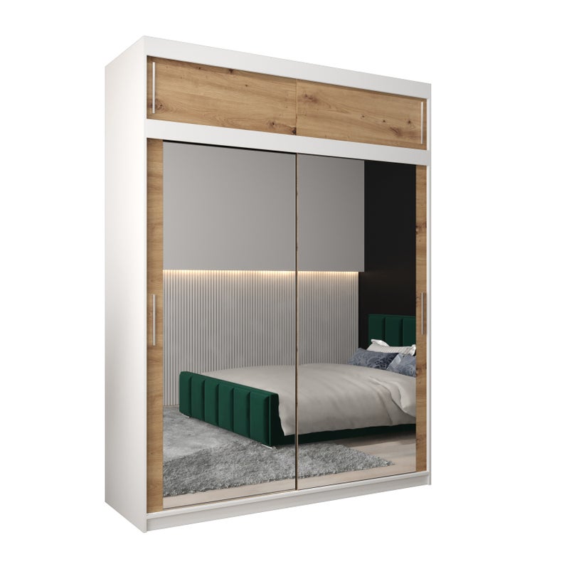 Szafa przesuwna z nadstawką garderoba TOKYO 3 180 x 62 x 240 cm Biały + Artisan - Abiks Meble