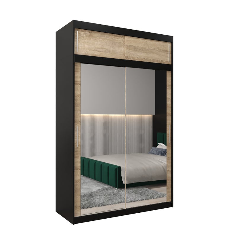 Szafa przesuwna z nadstawką garderoba TOKYO 3 150 x 62 x 240 cm Czarny + Sonoma - Abiks Meble