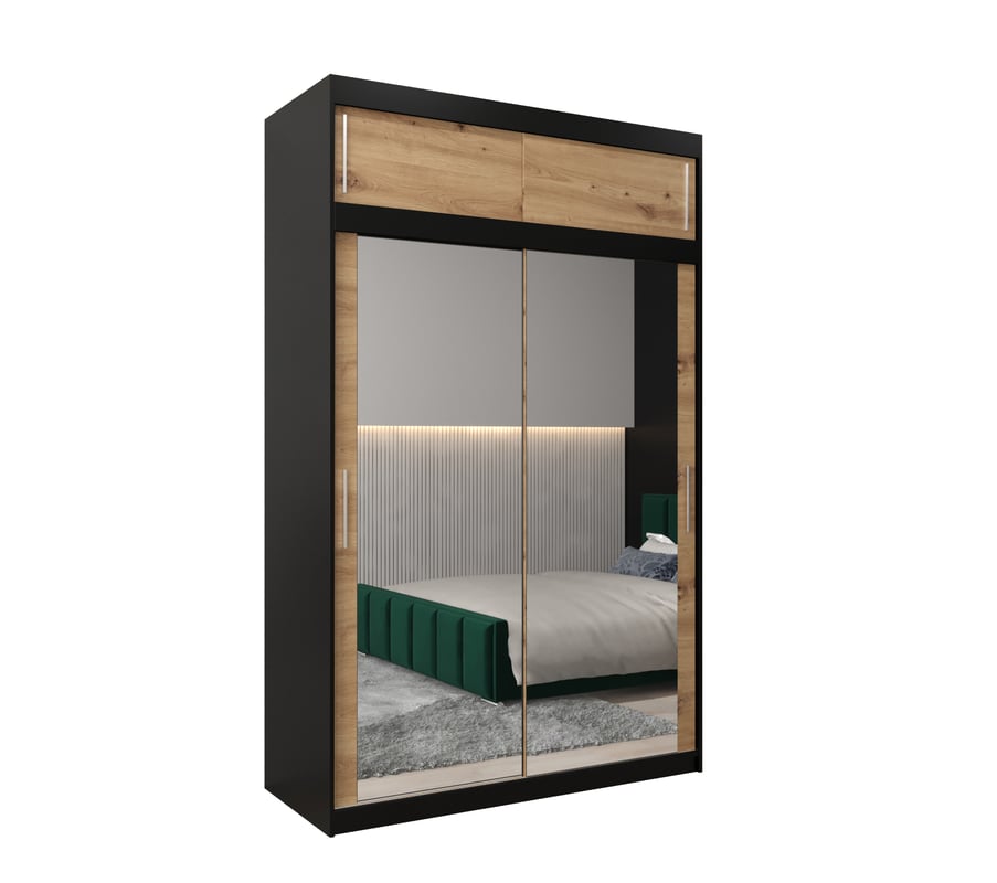 Szafa przesuwna z nadstawką garderoba TOKYO 3 150 x 62 x 240 cm Czarny + Artisan - Abiks Meble