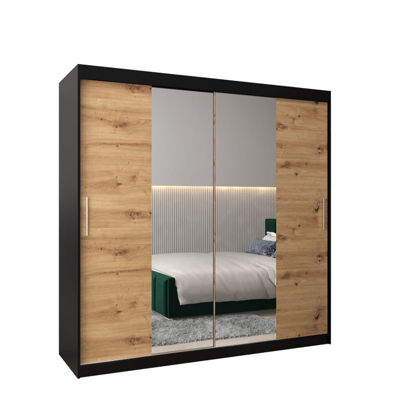 Szafa przesuwna garderoba TOKYO 1 200 x 62 x 200 cm Czarny + Artisan - Abiks Meble