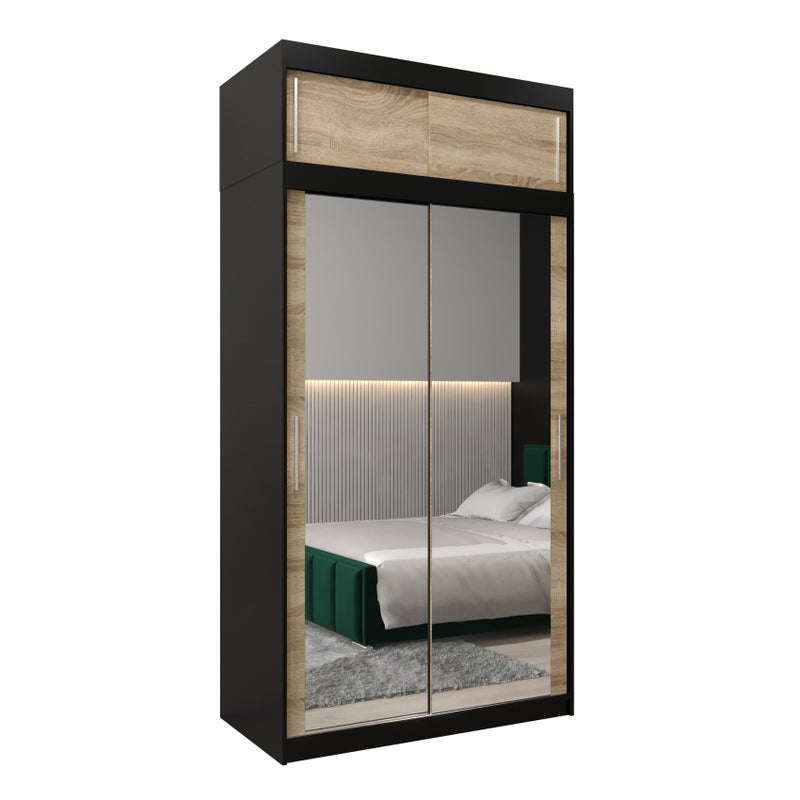 Szafa przesuwna z nadstawką garderoba TOKYO 3 120 x 62 x 240 cm Czarny + Sonoma - Abiks Meble