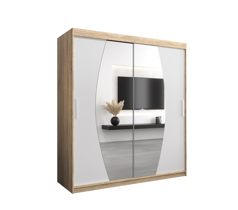 Szafa przesuwna garderoba ELYPSE 180 x 62 x 200 cm Sonoma + Biały - Abiks Meble