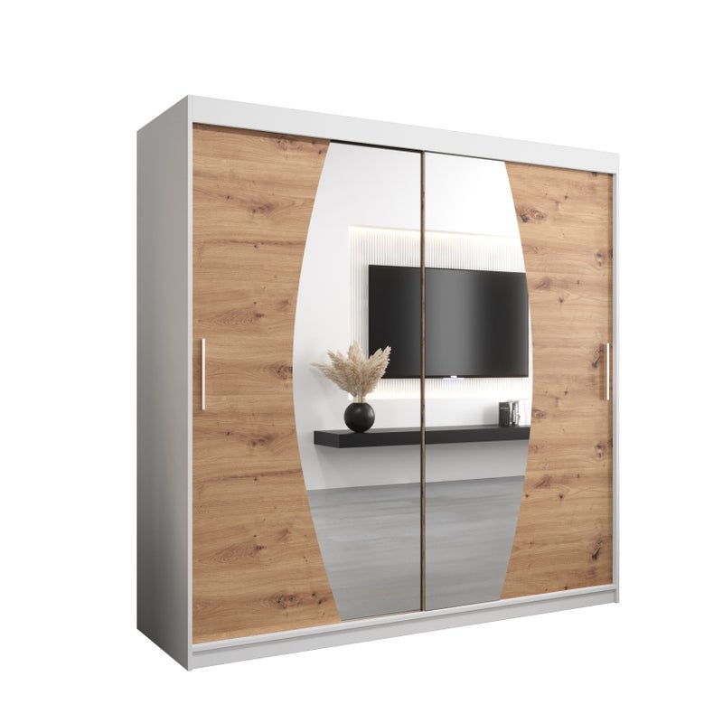 Szafa przesuwna garderoba ELYPSE 200 x 62 x 200 cm Biały + Artisan - Abiks Meble