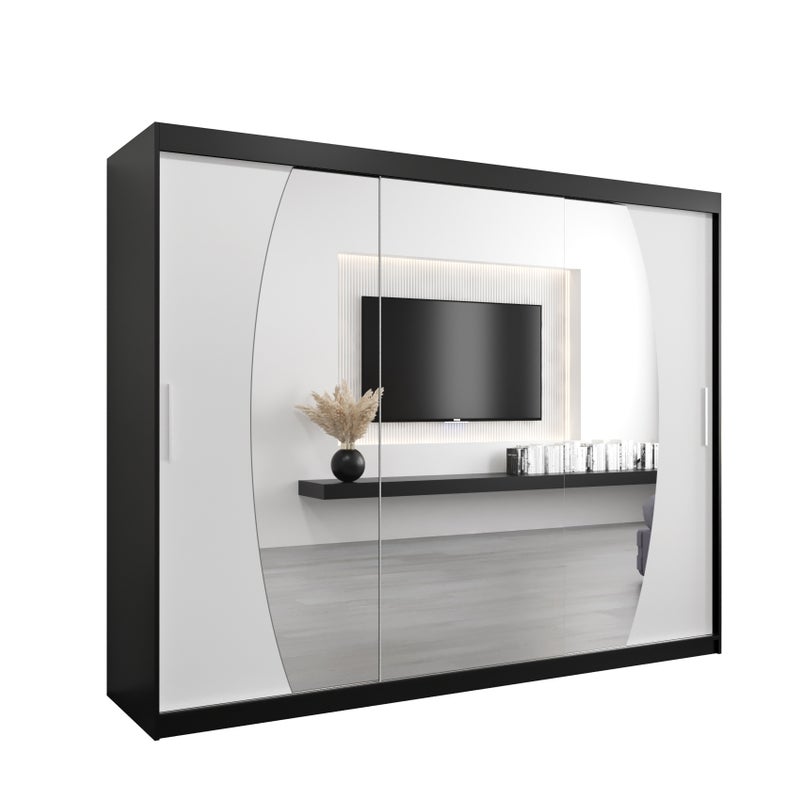 Szafa przesuwna garderoba ELYPSE 250 x 62 x 200 cm Czarny + Biały - Abiks Meble