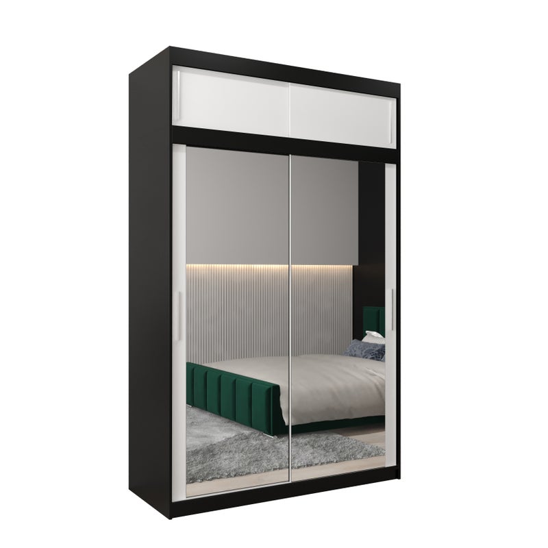 Szafa przesuwna z nadstawką garderoba TOKYO 3 150 x 62 x 240 cm Czarny + Biały - Abiks Meble