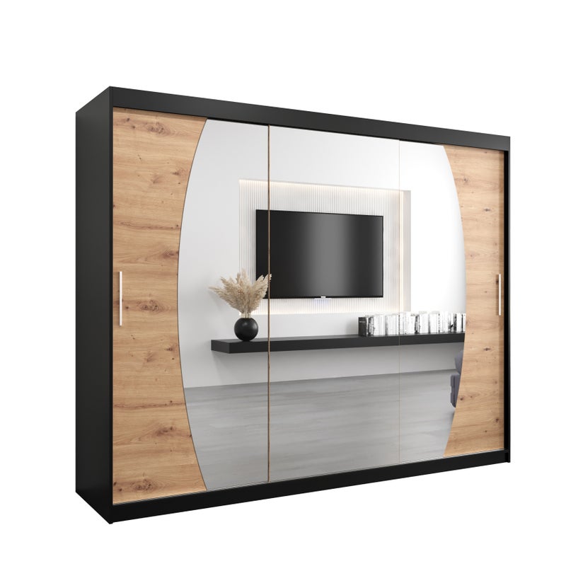 Szafa przesuwna garderoba ELYPSE 250 x 62 x 200 cm Czarny + Artisan - Abiks Meble