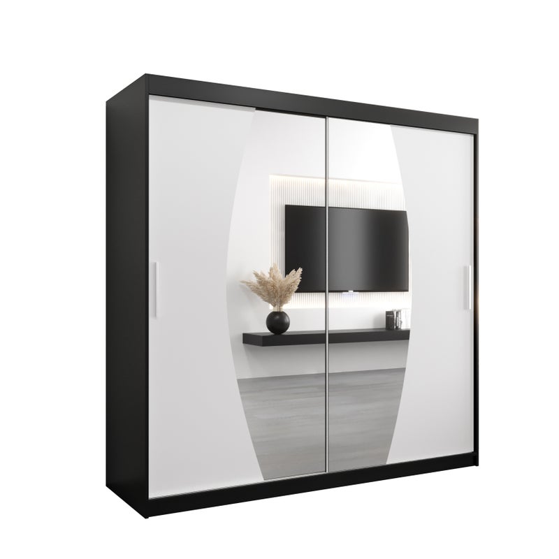 Szafa przesuwna garderoba ELYPSE 200 x 62 x 200 cm Czarny + Biały - Abiks Meble