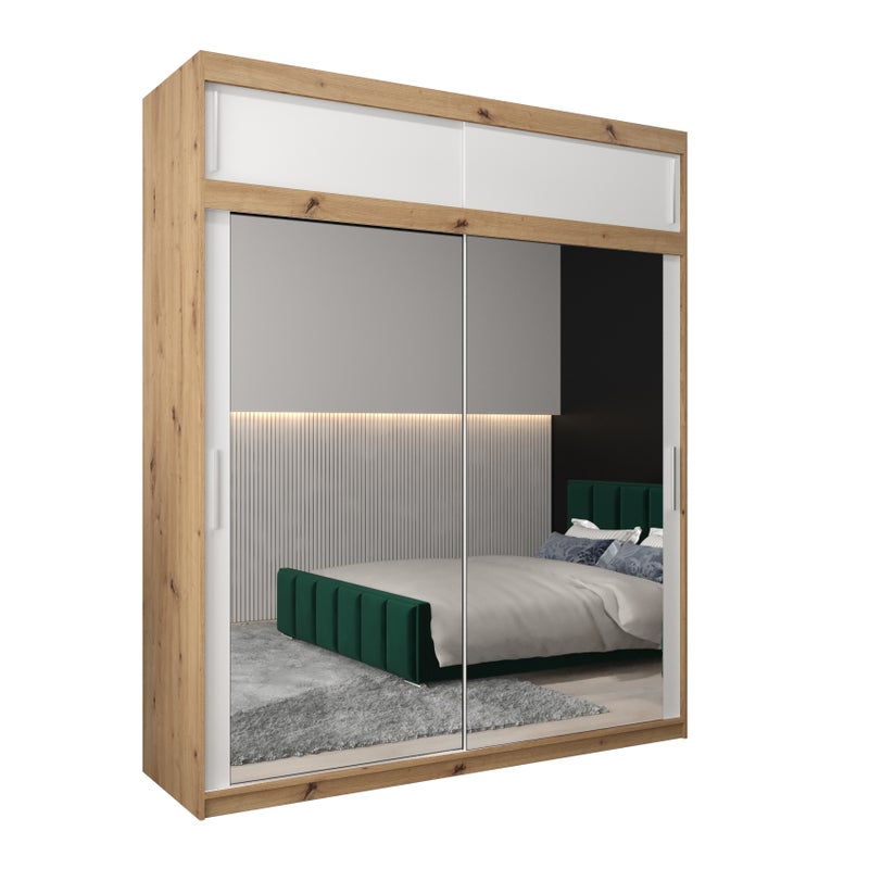 Szafa przesuwna z nadstawką garderoba TOKYO 3 200 x 62 x 240 cm Artisan + Biały - Abiks Meble